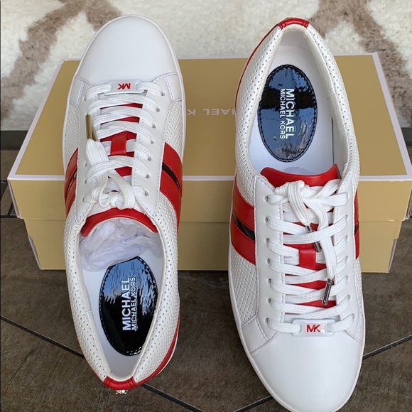 MICHAEL KORS CATELYN STRIPE LACE UP NAPPA PU OPT/B - Picture 11 of 16